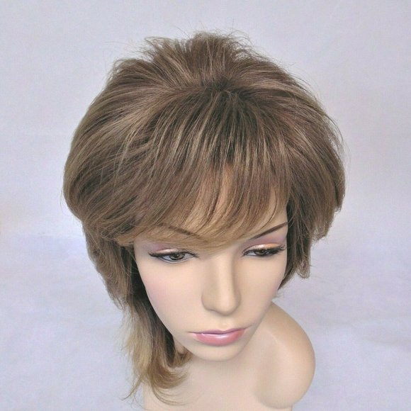 16" Layered Thick Brown/Blonde Heat Resistant Shag - Picture 5 of 11